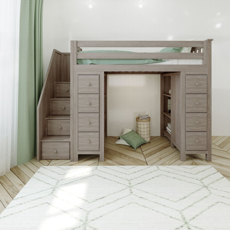 71-955-152 : Loft Beds Staircase Loft Bed Storage + Storage, Stone
