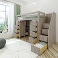 71-955-152 : Loft Beds Staircase Loft Bed Storage + Storage, Stone