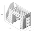 71-955-152 : Loft Beds Staircase Loft Bed Storage + Storage, Stone