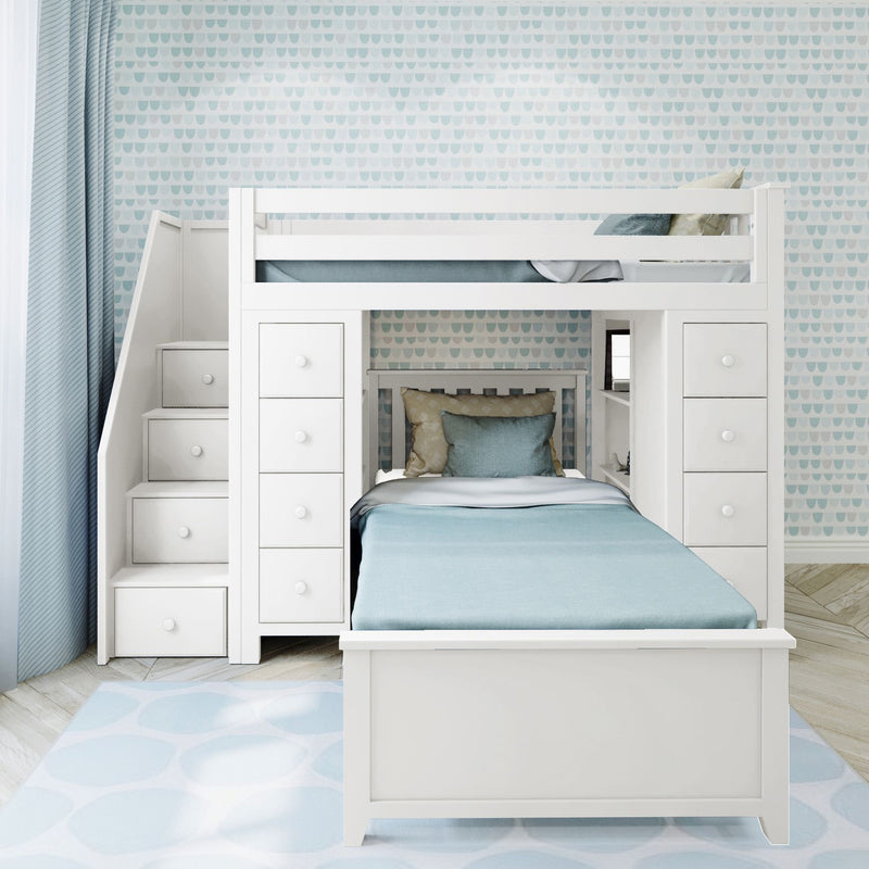 71-956-002 : Loft Beds Staircase Loft Bed Storage Storage + Twin Bed, White