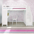 71-960-002 : Loft Beds Staircase Loft Bed Study, White