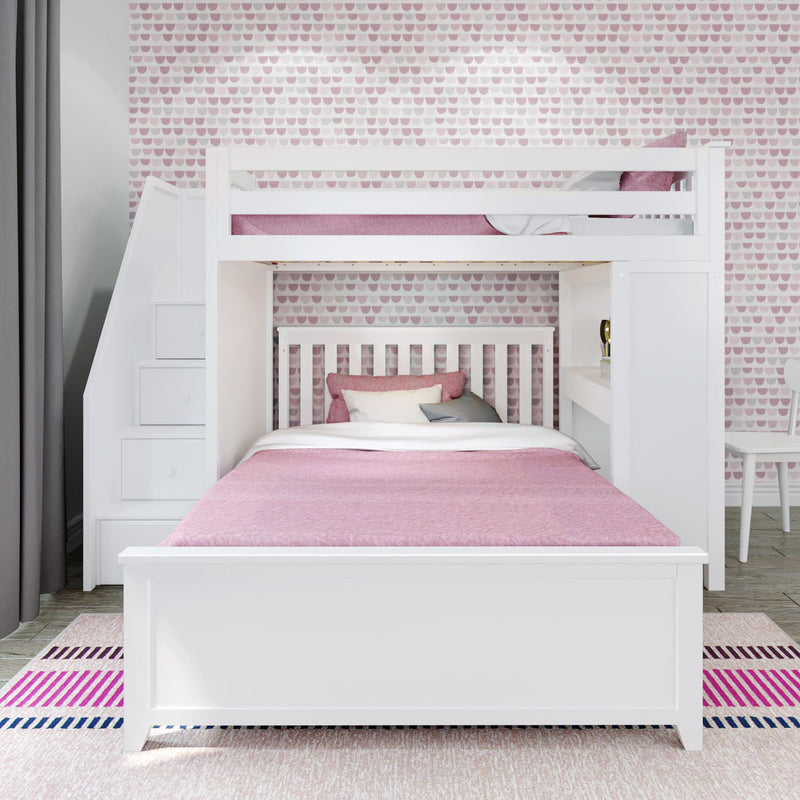 71-962-002 : Loft Beds Staircase Loft Bed Desk + Full Bed, White