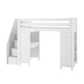 71-970-002 : Loft Beds Staircase Loft Bed Desk + Dresser, White