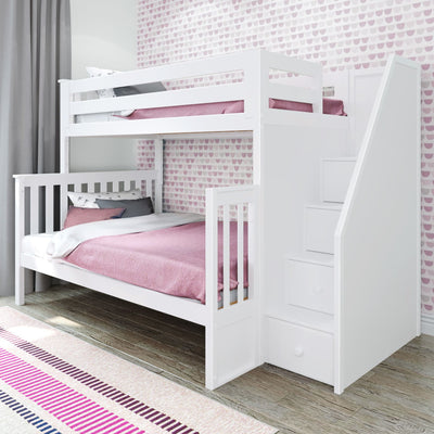 71-983-002 : Bunk Beds Twin/Full Staircase Bunk, White