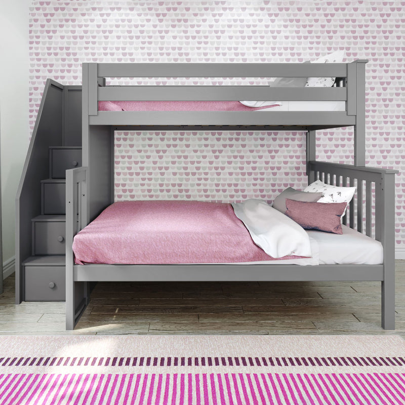 71-983-121 : Bunk Beds Twin/Full Staircase Bunk, Grey