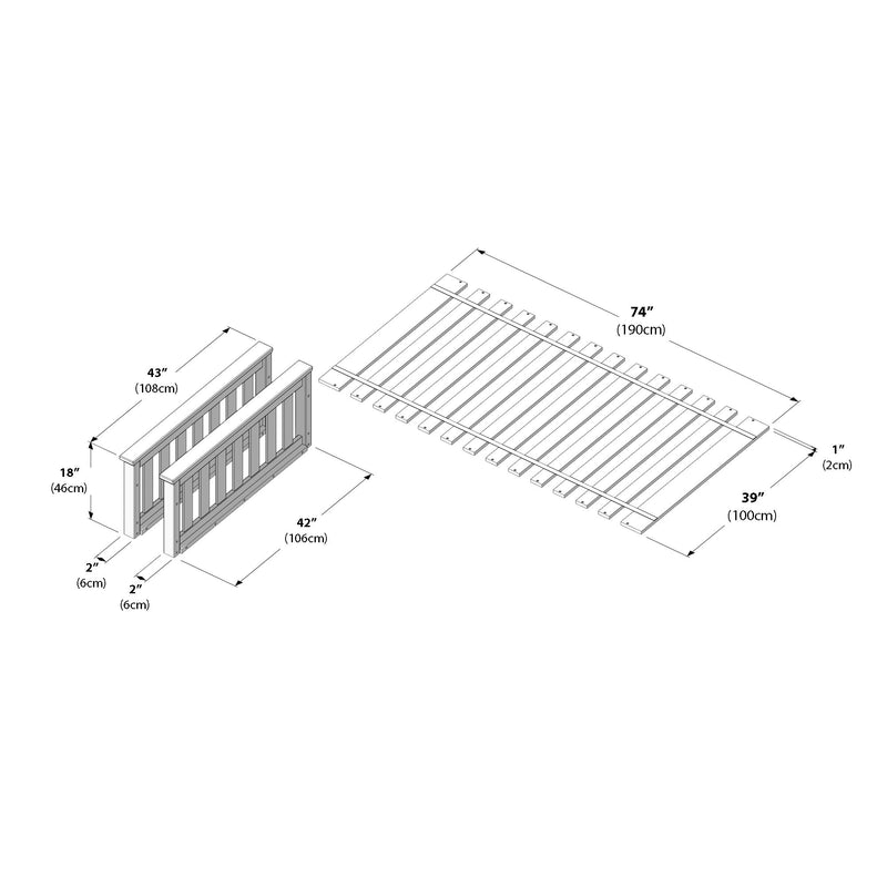 710001-007 :  Jackpot Slat Bed End Set incl. Slat Roll, Pecan
