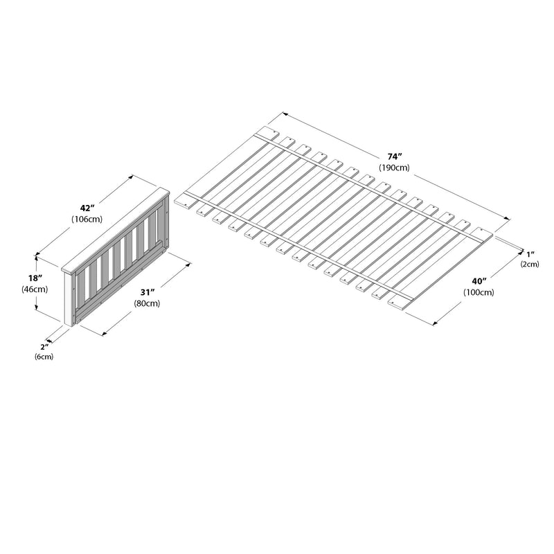 710031-007 :  Jackpot Slat Staircase Bed End  incl. Slat Roll, Pecan