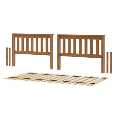 710101-007 :  Jackpot Slat Twin/Twin Low Bed Ends w/Twin Slat Roll, Pecan