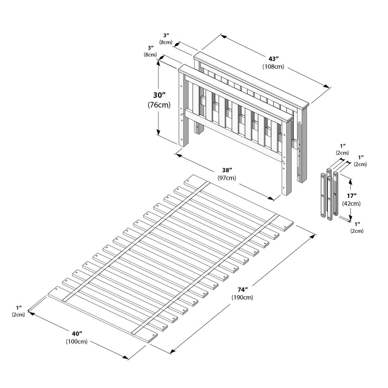 710101-007 :  Jackpot Slat Twin/Twin Low Bed Ends w/Twin Slat Roll, Pecan