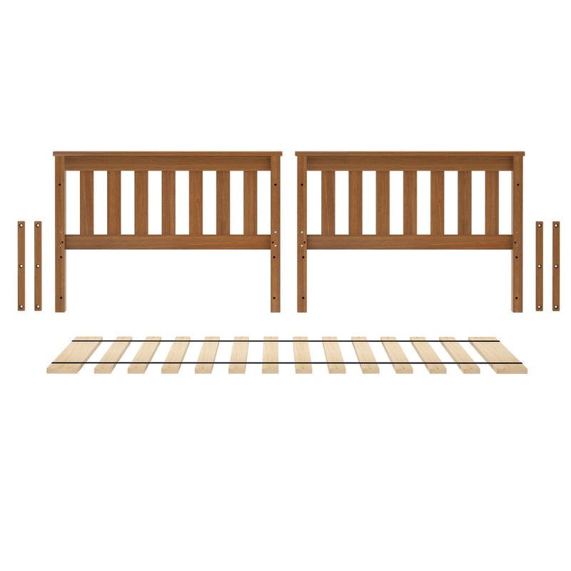 710101-007 :  Jackpot Slat Twin/Twin Low Bed Ends w/Twin Slat Roll, Pecan