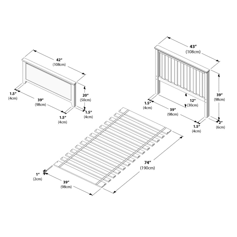 710131-007 :  Jackpot Twin Slat HeadBoard & FootPanel incl. Slat Roll, Pecan