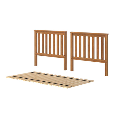 710151-007 :  Jackpot Slat Twin/Twin High Bed Ends w/Twin Slats Roll, Pecan