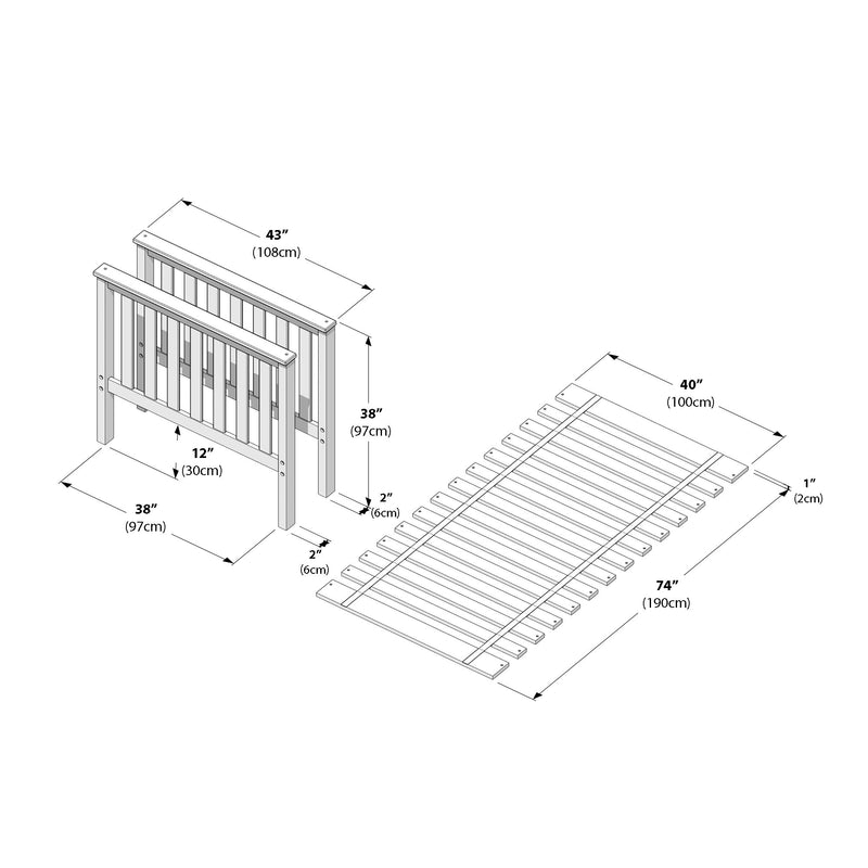 710151-007 :  Jackpot Slat Twin/Twin High Bed Ends w/Twin Slats Roll, Pecan