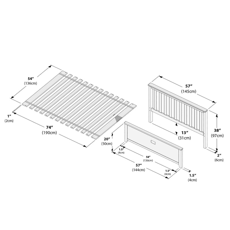 710331-007 :  Jackpot Full Slat HeadBoard & FootPanel incl. Slat Roll, Pecan