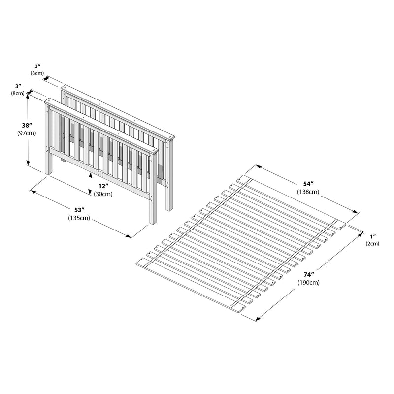 710351-007 :  Jackpot Slat Full/Full High Bed Ends w/Full Slat Roll, Pecan