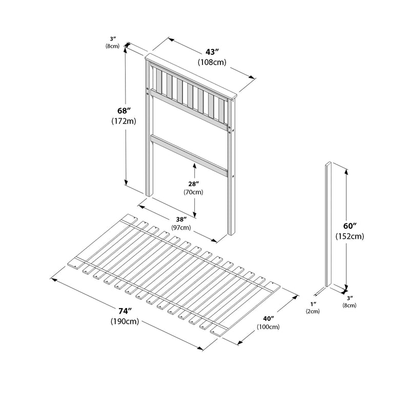 710640-007 :  Jackpot Twin Bed End w/Short Cross Member, Pecan