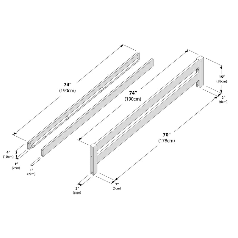 710710-007 :  Jackpot Bed Side Rails & Back Rails, Pecan