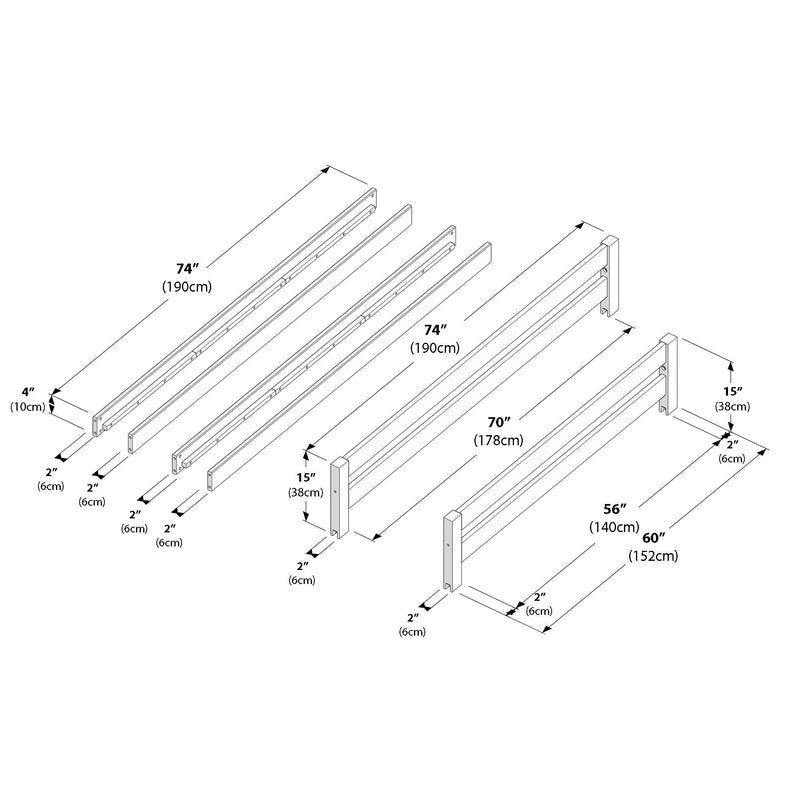 710711-007 :  Jackpot Twin/Twin & Twin/Full Bunk Rail Set, Pecan