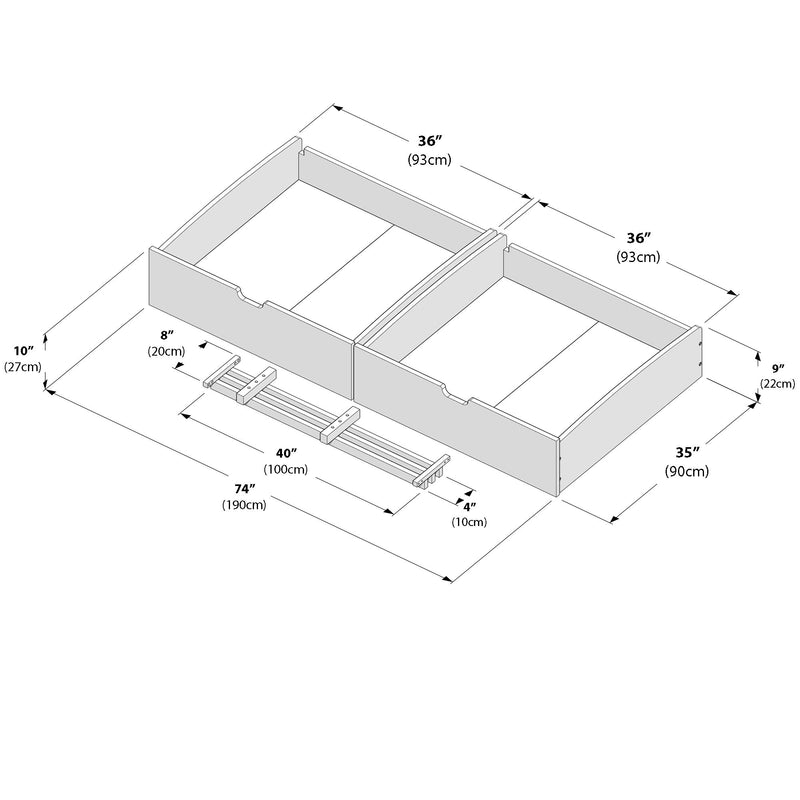711625-007 :  Jackpot 2 Drawer with Center Guide Under Unit, Pecan