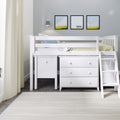 71S-L3D3DDK-002 : Loft Beds Twin Storage Loft Bed with Two Dressers and Desk, White
