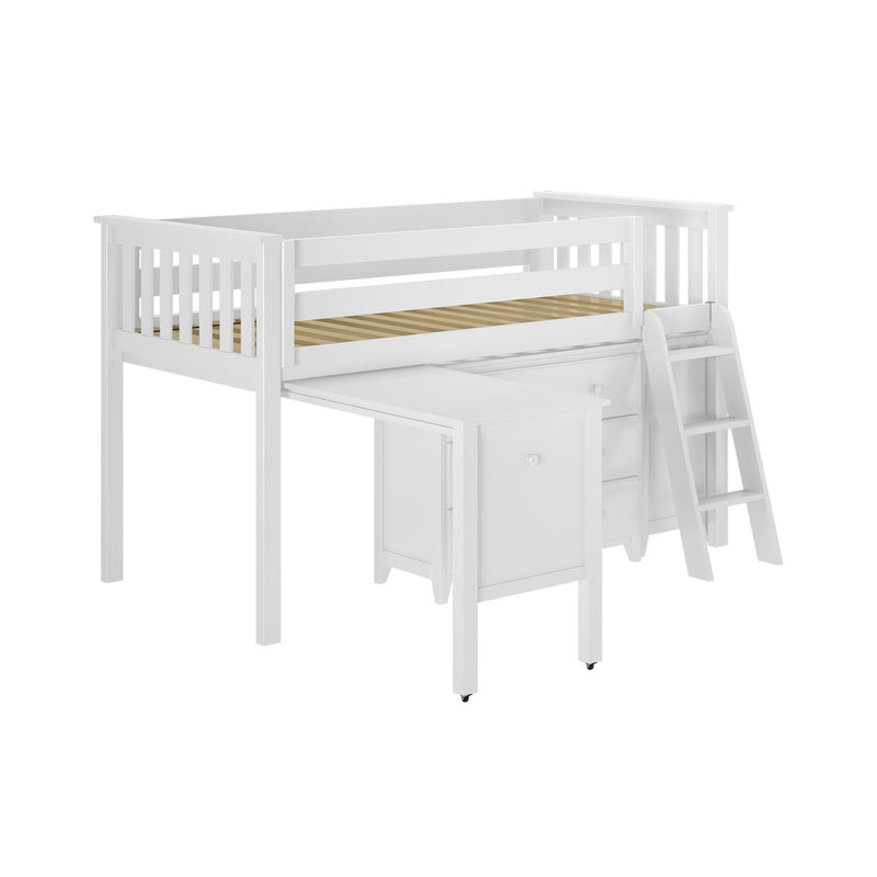 Twin-Size Storage Loft Bed with Two Dressers and Desk