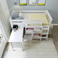 71S-L3D3DDK-002 : Loft Beds Twin Storage Loft Bed with Two Dressers and Desk, White