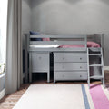71S-L3D3DDK-121 : Loft Beds Twin Storage Loft Bed with Two Dressers and Desk, Grey