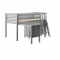 71S-L3D3DDK-121 : Loft Beds Twin Storage Loft Bed with Two Dressers and Desk, Grey
