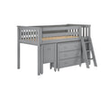 71S-L3D3DDK-121 : Loft Beds Twin Storage Loft Bed with Two Dressers and Desk, Grey