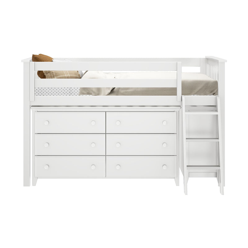71S-L3D6D-002 : Loft Beds Twin Storage Loft Bed with Two Dressers, White