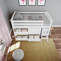 71S-L3D6D-002 : Loft Beds Twin Storage Loft Bed with Two Dressers, White