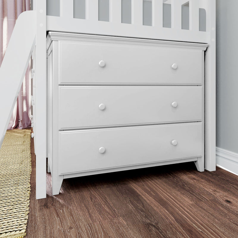 71S-L3D6D-002 : Loft Beds Twin Storage Loft Bed with Two Dressers, White
