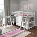 71S-L3DBKDK-002 : Loft Beds Twin Storage Loft Bed with Dresser, Bookcase and Desk, White