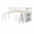 71S-L3DBKDK-002 : Loft Beds Twin Storage Loft Bed with Dresser, Bookcase and Desk, White