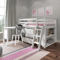 71S-L3DBKDK-002 : Loft Beds Twin Storage Loft Bed with Dresser, Bookcase and Desk, White