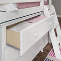 71S-L3DBKDK-002 : Loft Beds Twin Storage Loft Bed with Dresser, Bookcase and Desk, White