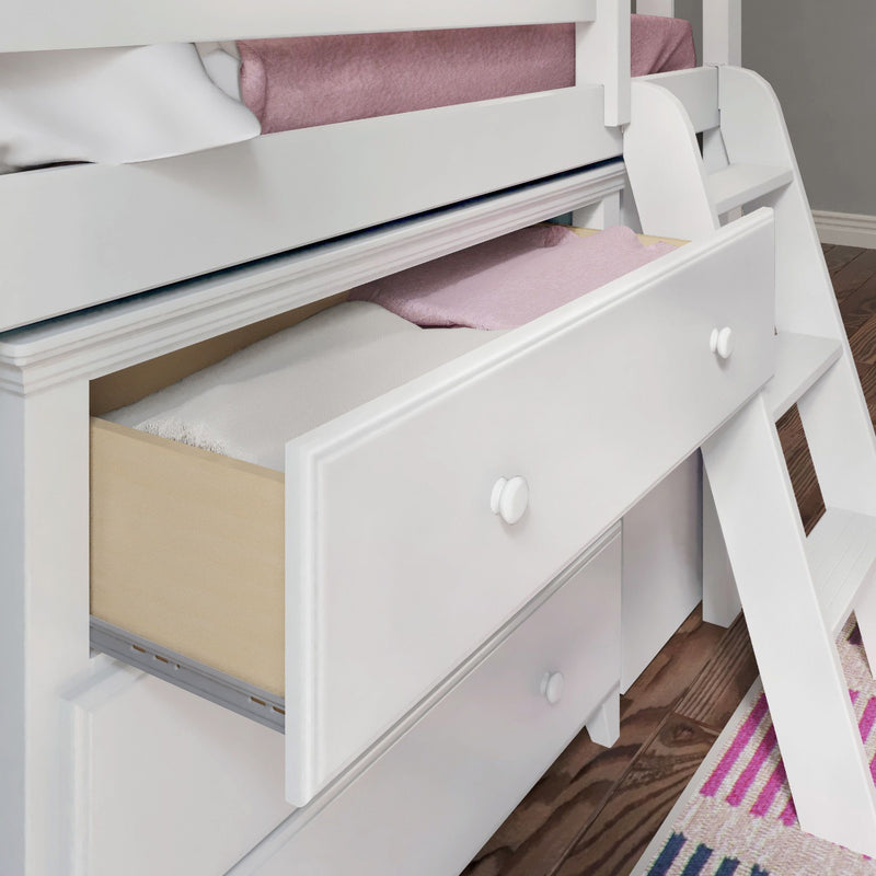 71S-L3DBKDK-002 : Loft Beds Twin Storage Loft Bed with Dresser, Bookcase and Desk, White