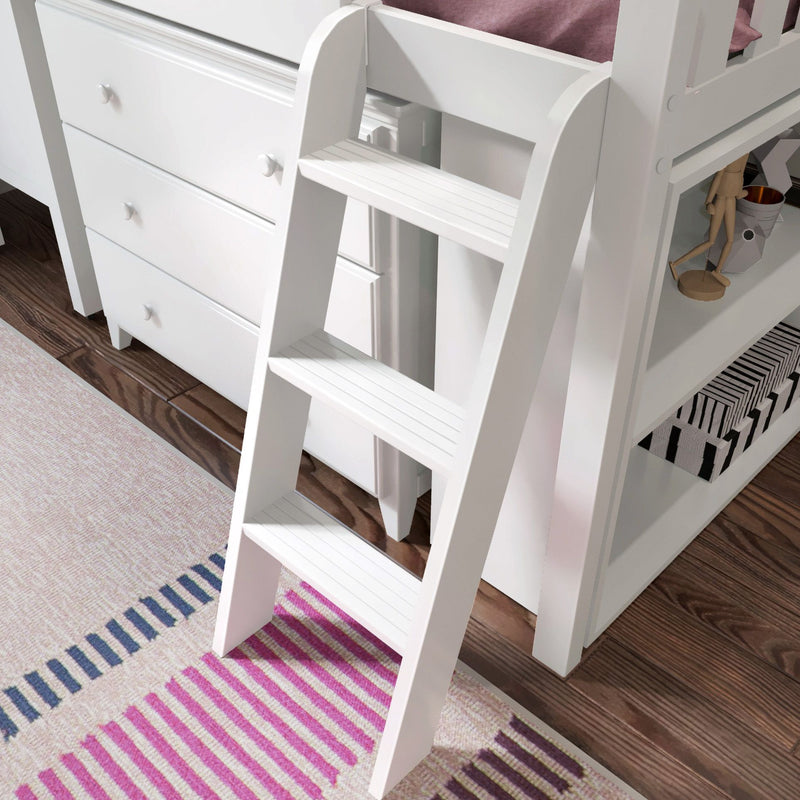71S-L3DBKDK-002 : Loft Beds Twin Storage Loft Bed with Dresser, Bookcase and Desk, White