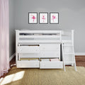 71S-L6DBK-002 : Loft Beds Twin Storage Loft Bed with Dresser and Bookcase, White