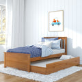 71S-TBEDTR-007 : Single Beds Twin-Size Platform Bed With Trundle, Pecan