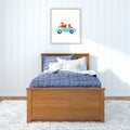 71S-TBEDTR-007 : Single Beds Twin-Size Platform Bed With Trundle, Pecan