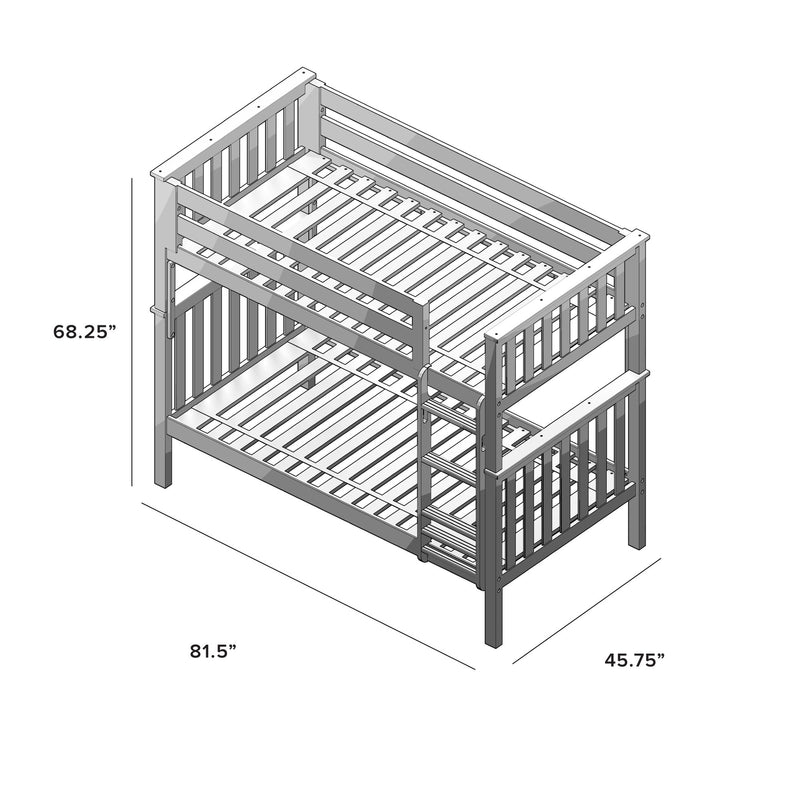 71S-TBNK-121 : Bunk Beds Bunk Bed, Twin over Twin, Grey