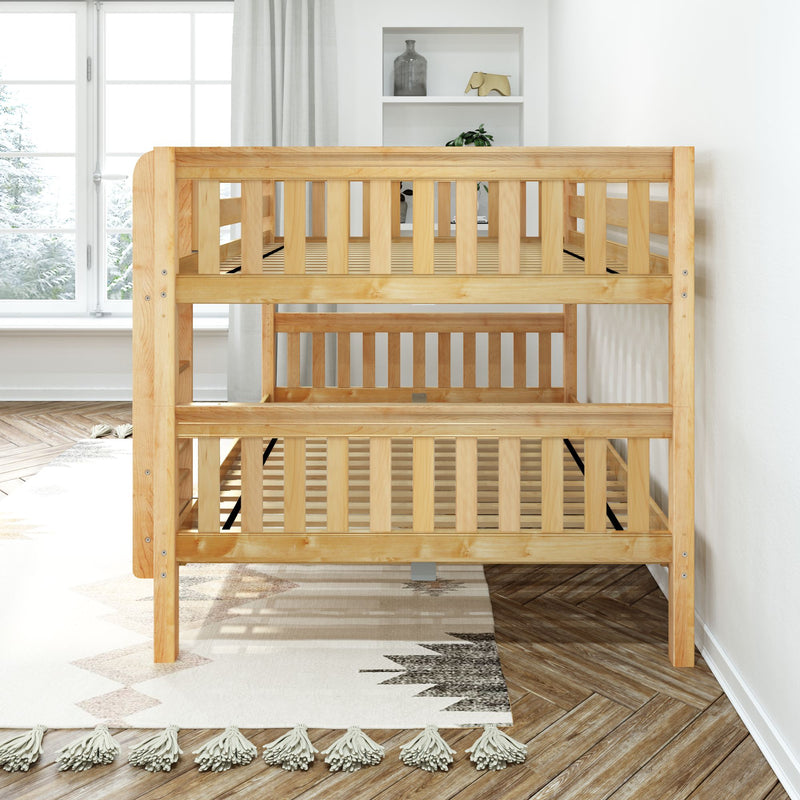 BELLA XL NS : Classic Bunk Beds Queen Low Bunk Bed with Straight Ladder on Front, Slat, Natural