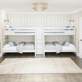 BIG BANG XL WS : Quad Bunk Twin XL over Full XL Quadruple Bunk Bed with Stairs, Slat, White