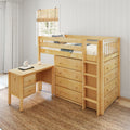 BLING21 NS : Loft Bed Twin Mid Loft Bed with Straight Ladder, Storage + Desk, Slat, Natural