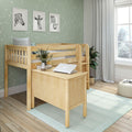 BOX21 NS : Study Loft Beds Twin Low Loft Bed with Straight Ladder, Storage + Desk, Slat, Natural