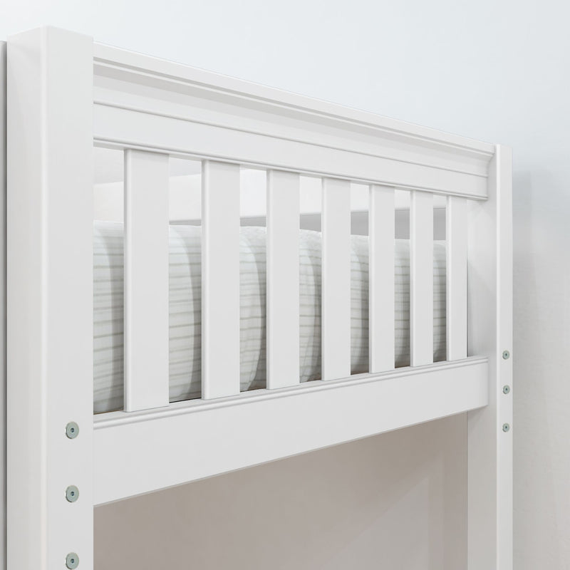 BOX21 WS : Study Loft Beds Twin Low Loft Bed with Straight Ladder, Storage + Desk, Slat, White