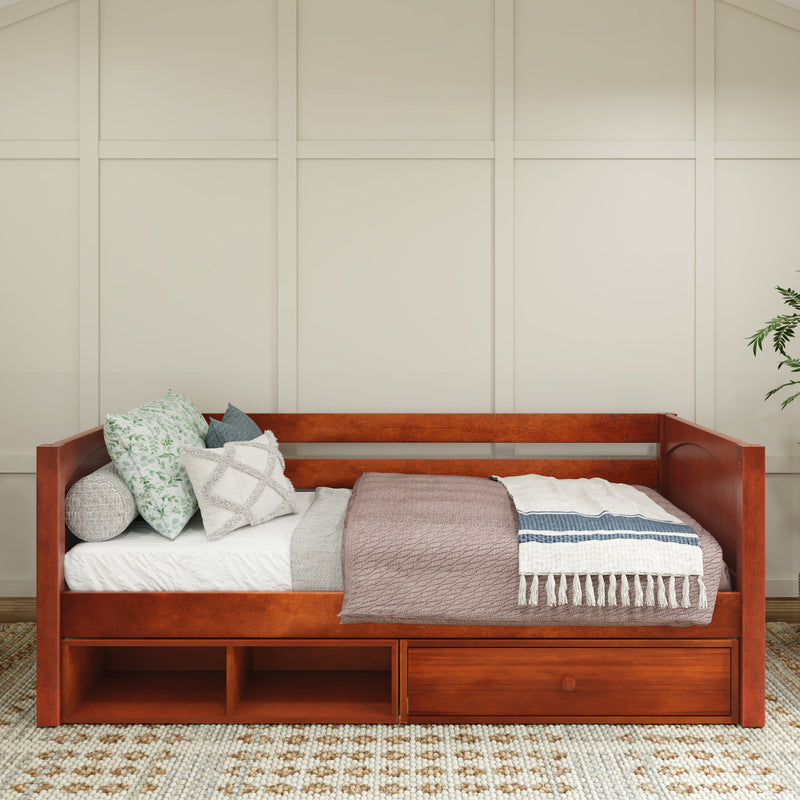 BRIX CD CP : Daybed Twin Daybed with Dresser and Cubbie, Panel, Chestnut
