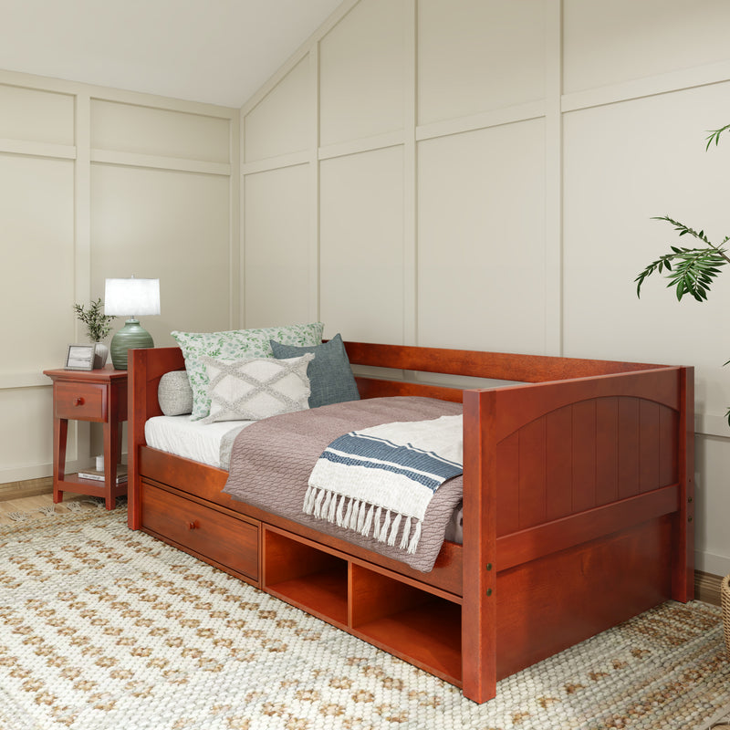 BRIX CD CP : Daybed Twin Daybed with Dresser and Cubbie, Panel, Chestnut