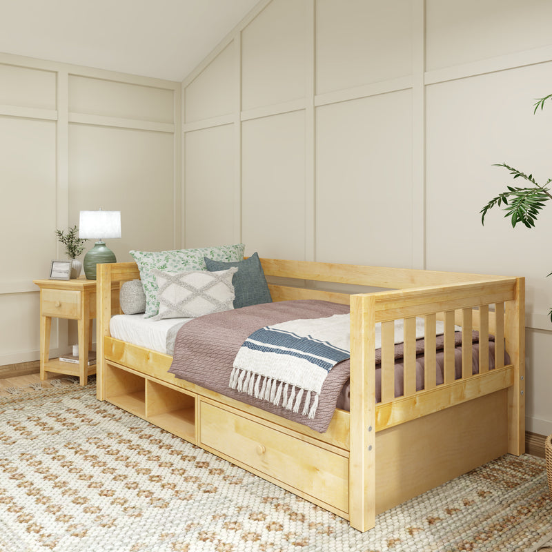 BRIX CD NS : Daybed Twin Daybed with Dresser and Cubbie, Slat, Natural